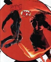 Brian Braddock (Earth-13022) and Aiden Gillespie (Earth-616) from Avengers Arena Vol 1 6