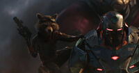 Rocket Raccoon (Earth-199999) and James Rhodes (Earth-199999) from Avengers Endgame 001