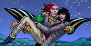 Flying with Moira for the first time, in Uncanny X-Men: First Class #3