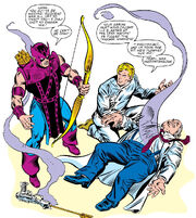 Clinton Barton (Earth-616), Henry Pym (Earth-616), and Elihas Starr (Earth-616) from Avengers Vol 1 230 001