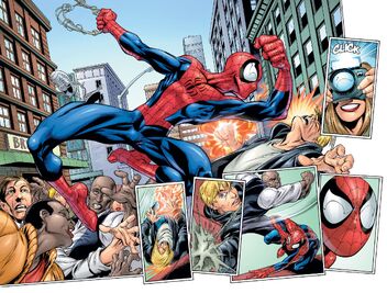 Karen (Earth-1610), Peter Parker (Earth-1610), and Daniel Rand (Earth-1610) from Ultimate Spider-Man Vol 1 ½ 001