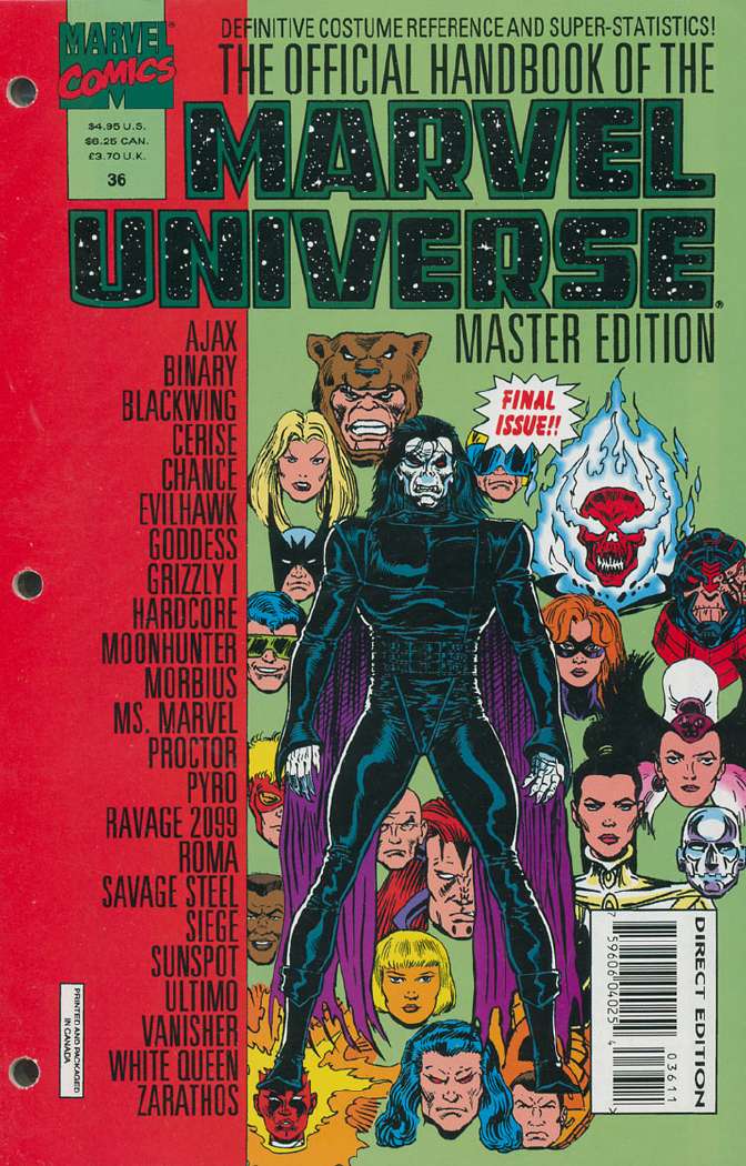 Official Handbook of the Marvel Universe Master Edition #28 VF 1993 Stock Image 