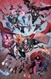 Avengers (Earth-616), Ultimates (Earth-616), A-Force (Earth-616), Avengers Unity Division (Earth-616), X-Men (Earth-616), New Avengers (Earth-616) and Inhumans (Inhomo supremis) from Civil War II Vol 1 1 001