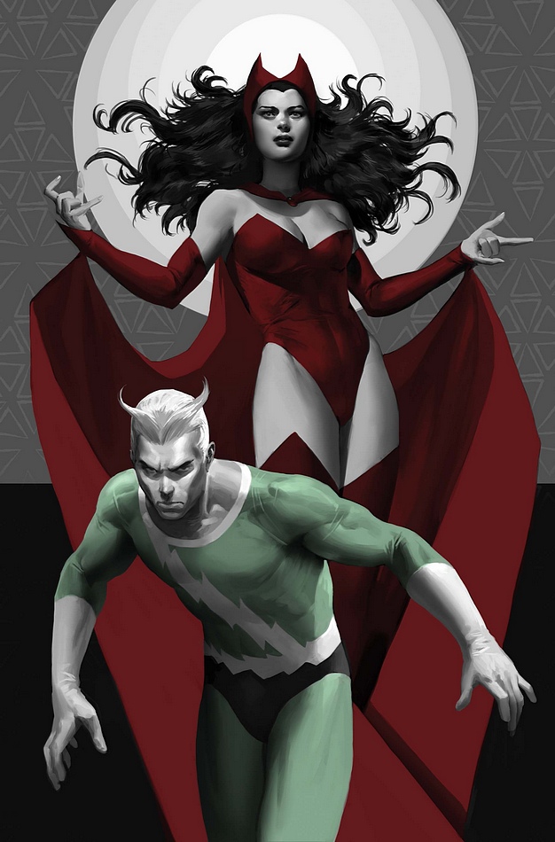 scarlet witch, wanda maximoff, quicksilver, and pietro maximoff (marvel and  3 more) drawn by kio09