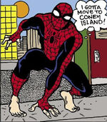 Spider-Man can't adhere through cloth (Earth-20419)