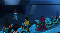 Peter Parker, Mary Jane Watson, Adrian Toomes, Alexander O'Hirn, Francie Beck & Harold Osborn (Earth-12041) from Ultimate Spider-Man (animated series) Season 4 26 001