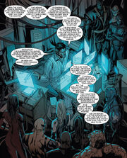 Reed Richards (Earth-616) helps the New Avengers (Earth-616) search for Danielle Cage (Earth-616) from New Avengers Vol 1 48