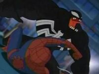 Peter Parker (Earth-26496), Edward Brock (Earth-26496), and Venom (Symbiote) (Earth-26496) from Spectacular Spider-Man (animated series) Season 2 7 001