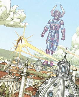 Galan (Earth-616) and Herald of Galactus (1582 AD) (Earth-616) from S.H.I.E.L.D. Vol 1 1 001