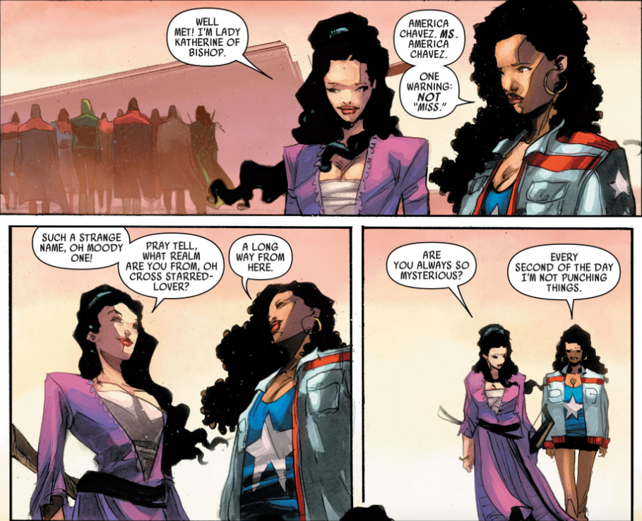 America Chavez (Earth-616) and Katherine Bishop (Earth-311) from Siege Vol 2 1 001.png