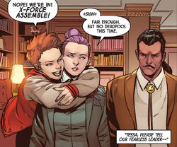 Rachel Summers (Earth-811), Elizabeth Braddock (Earth-616) and Forge (Earth-616) from X-Force Vol 7 1 001