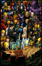 Fantastic Four (Earth-616), Future Foundation (Earth-616), New Avengers (Earth-616), X-Men (Earth-616), Secret Avengers (Earth-616), and Avengers (Earth-616) from Fantastic Four Vol 1 588 0001