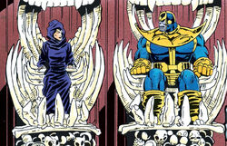 Thanos (Earth-616) and Death (Earth-616) from Thanos Quest Vol 1 2 0001