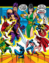 Jacques DuQuesne (Earth-616), Mantis (Brandt) (Earth-616) and Avengers (Earth-616) from Avengers Vol 1 114 cover