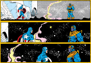 Steven Rogers (Earth-616) and Thanos (Earth-616) from Infinity Gauntilet Vol 1 4 001