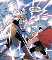 Jane Foster (Earth-72160) and Thor Odinson (Earth-20420) from Thor & Loki Double Trouble Vol 1 3 001
