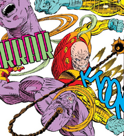Gideon (Earth-616) vs Crule (Earth-616) from X-Force Vol 1 12 001.png