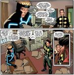 Alexander Summers (Earth-616) and James Madrox (Earth-616) talk about Max Eisenhardt (Earth-616) and Lorna Dane (Earth-616)'s relation in X-Factor Vol 1 246