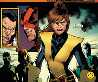 Katherine Pryde (Earth-616), James Howlett (Earth-616), Scott Summers (Earth-616) and X-Men (Time-Displaced) (Earth-616) from X-Men Battle of the Atom Vol 1 2 001