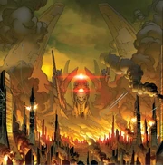 The Builders' World Killer destroying Galador on their way to Earth