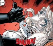 Vibranium knife breaking her diamond form From New X-Men (Vol. 2) #27