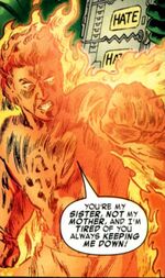 Possessed Human Torch kills Invisible Woman (Earth-TRN437)