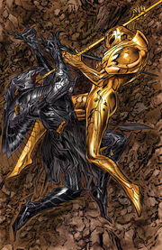 Knull (Earth-616) and All-Black (Symbiote) (Earth-616) from Thor God of Thunder Vol 1 6 001