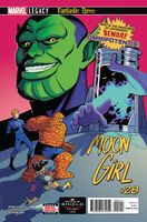 Moon Girl and Devil Dinosaur #28 "1 + 2 = Fantastic Three - Part Four of Six: Three is Not Enough" Release date: February 28, 2018 Cover date: April, 2018