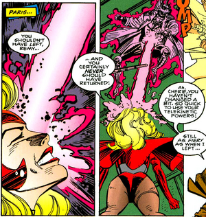 Candra (Earth-616) vs. Remy LeBeau (Earth-616) from Gambit Vol 1 3 001