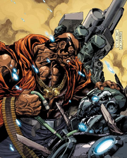 Leonard Williams (Earth-1610) and James Rhodes (Earth-1610) from Ultimate Avengers Vol 1 8 Cover