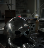 The Ant-Man helmet in Hank Pym's lab in 1970.