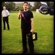 Robert Downey, Jr. on set in Norwich, UK