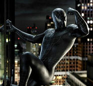 The black Spider-Man suit while wearing the Venom Symbiote.