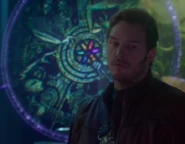 Death seen in the Collectors hologram, depicting the four Cosmic Entities forging the Infinity Stones.