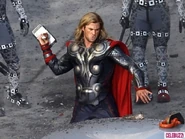Thor facing off Loki's mysterious army.