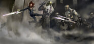 Concept art featuring Black Widow fighting Chitauri.