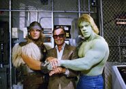 Behind the scenes with Stan Lee, Thor and Hulk.