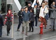 Jackman and Fukushima on set.