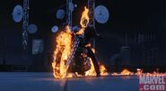 Ghost Rider on top of a building.