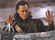 Loki surrenders to Iron Man and Captain America.