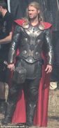 Chris Hemsworth on set as Thor.