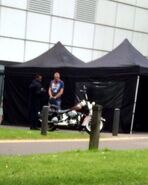 Anthony Mackie on set in Norwich, UK