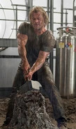 Thor attempting to lift Mjölnir.