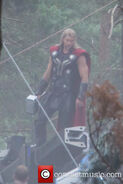 Chris Hemsworth on set