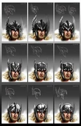 Concept art for Thor's helmet.