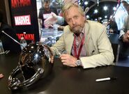 Michael Douglas at SDCC'14 with classic Ant-Man helmet.