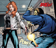 Dr. Sterns gets shot in the leg by Black Widow.