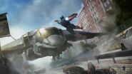 Concept art of Captain America leaping into action.