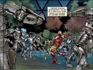 Iron Man and War Machine fight Hammer Drones.