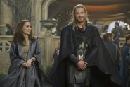 Jane Foster and Thor in Asgard.